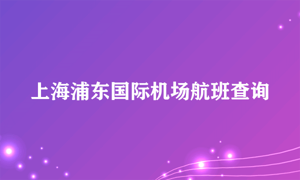 上海浦东国际机场航班查询