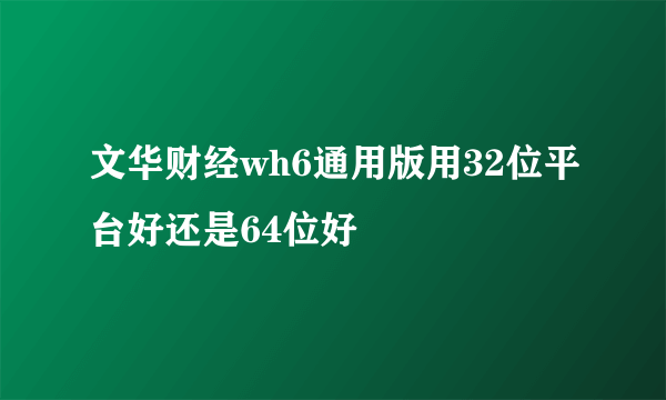 文华财经wh6通用版用32位平台好还是64位好