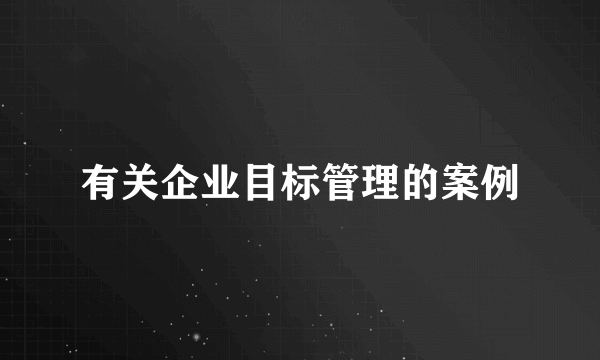 有关企业目标管理的案例