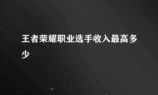 王者荣耀职业选手收入最高多少