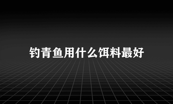 钓青鱼用什么饵料最好