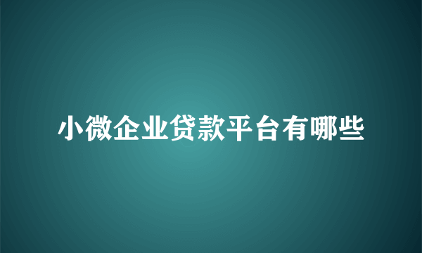 小微企业贷款平台有哪些