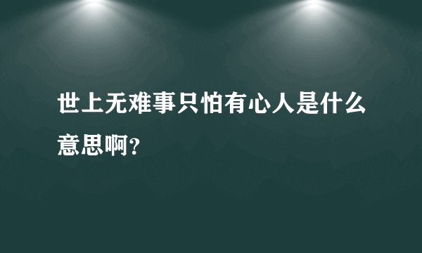 世上无难事只怕有心人是什么意思啊？