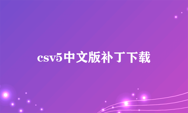 csv5中文版补丁下载