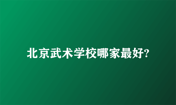 北京武术学校哪家最好?