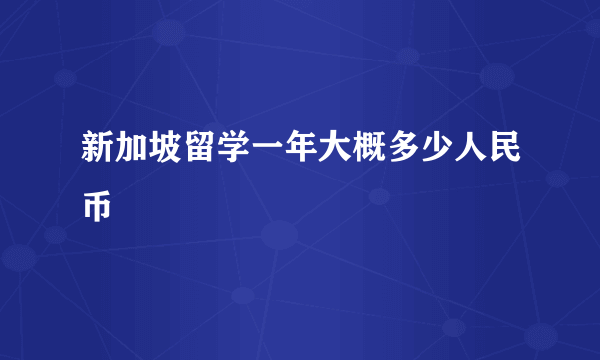 新加坡留学一年大概多少人民币