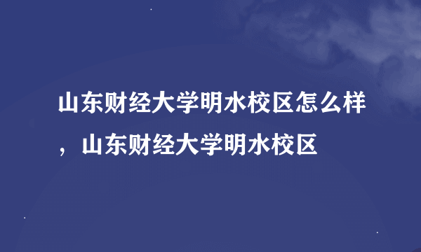 山东财经大学明水校区怎么样，山东财经大学明水校区