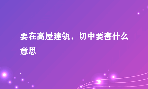 要在高屋建瓴，切中要害什么意思