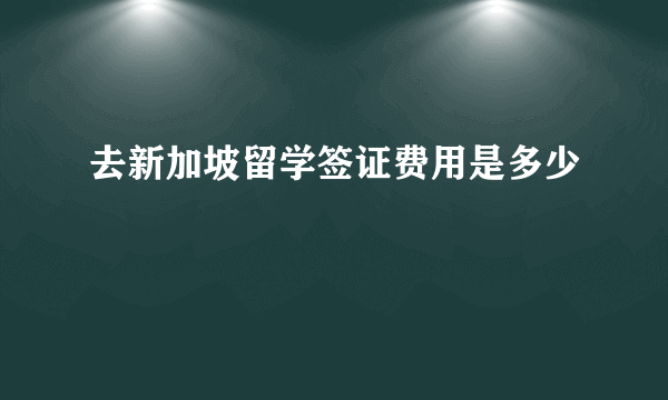 去新加坡留学签证费用是多少