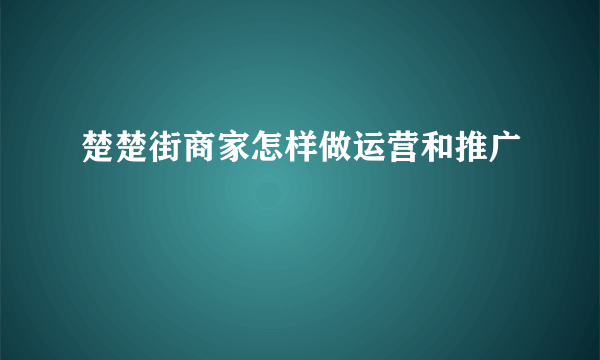 楚楚街商家怎样做运营和推广