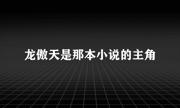 龙傲天是那本小说的主角