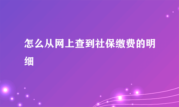 怎么从网上查到社保缴费的明细