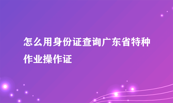 怎么用身份证查询广东省特种作业操作证