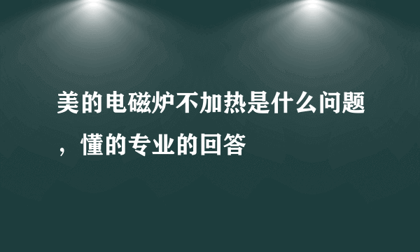 美的电磁炉不加热是什么问题，懂的专业的回答