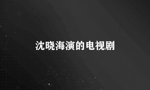 沈晓海演的电视剧