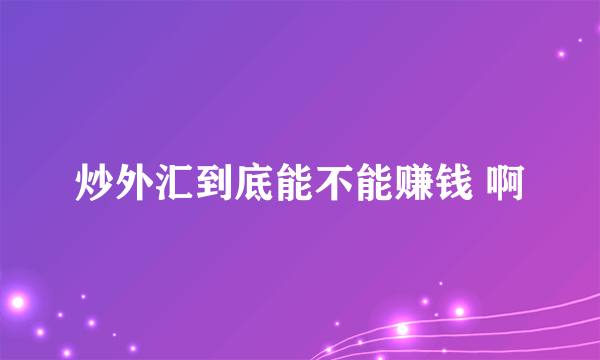 炒外汇到底能不能赚钱 啊