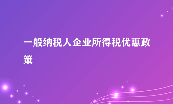 一般纳税人企业所得税优惠政策