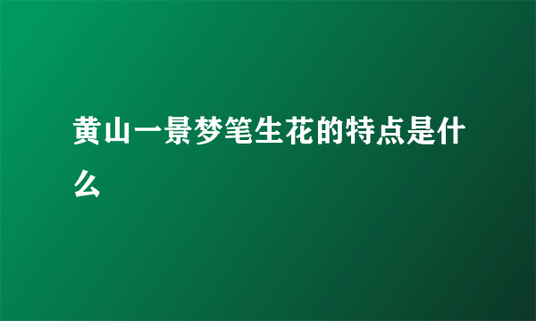 黄山一景梦笔生花的特点是什么