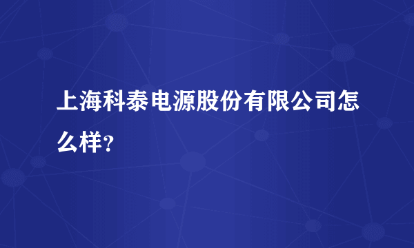 上海科泰电源股份有限公司怎么样？