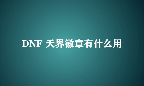 DNF 天界徽章有什么用