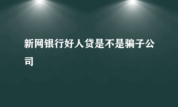 新网银行好人贷是不是骗子公司