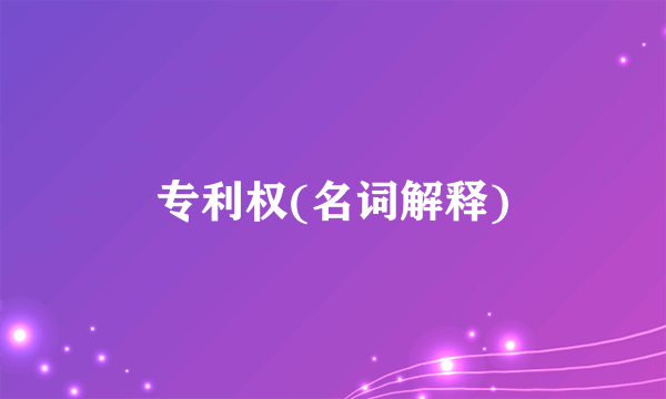 专利权(名词解释)