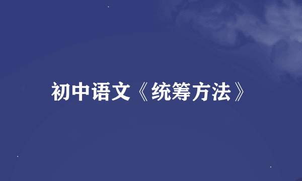 初中语文《统筹方法》