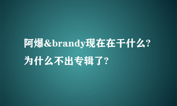 阿爆&brandy现在在干什么?为什么不出专辑了?