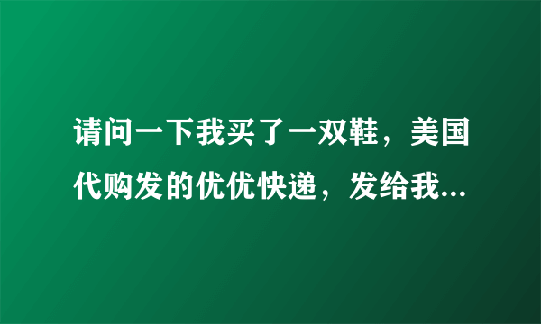 请问一下我买了一双鞋，美国代购发的优优快递，发给我的查询网址上面