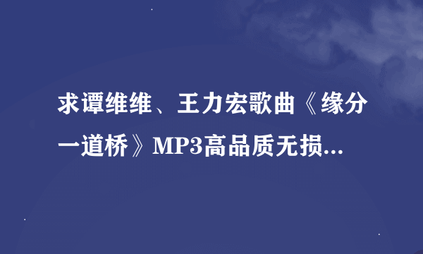 求谭维维、王力宏歌曲《缘分一道桥》MP3高品质无损文件，谢谢大神！