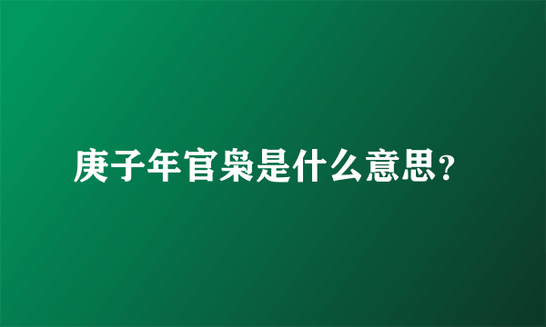 庚子年官枭是什么意思？