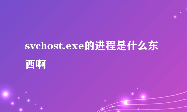 svchost.exe的进程是什么东西啊