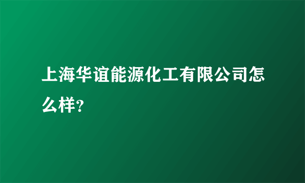 上海华谊能源化工有限公司怎么样？