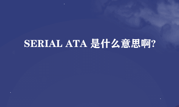 SERIAL ATA 是什么意思啊?