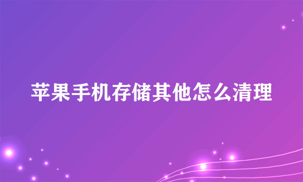 苹果手机存储其他怎么清理