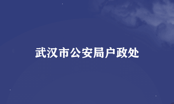 武汉市公安局户政处