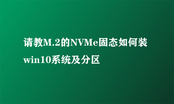 请教M.2的NVMe固态如何装win10系统及分区