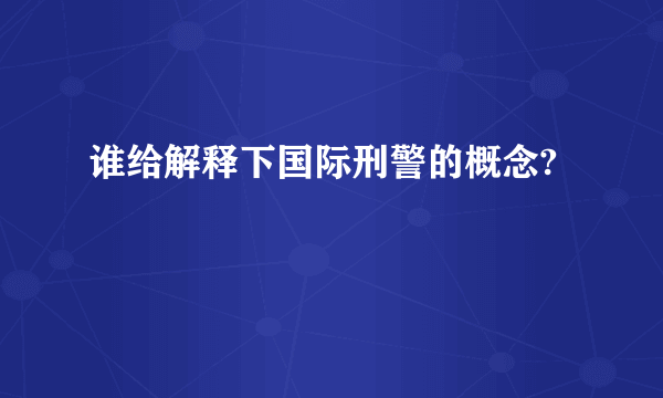 谁给解释下国际刑警的概念?