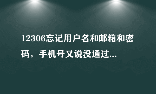 12306忘记用户名和邮箱和密码，手机号又说没通过验证，请问该怎么办？