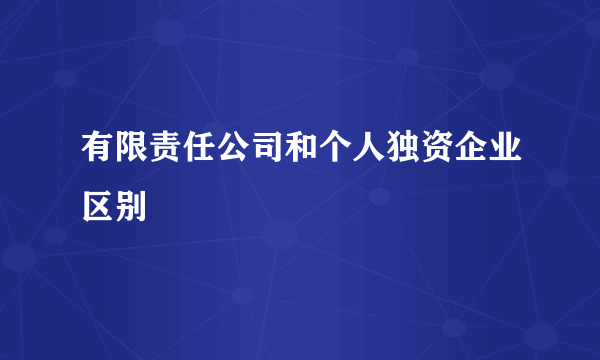 有限责任公司和个人独资企业区别