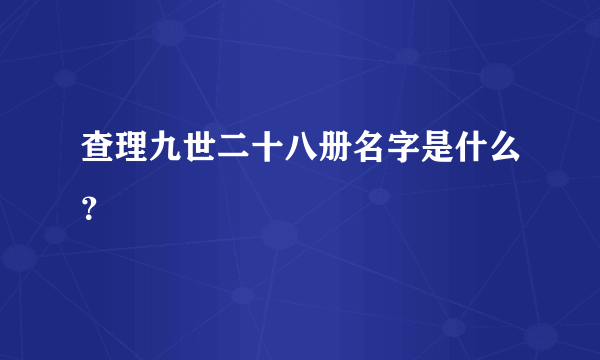 查理九世二十八册名字是什么？