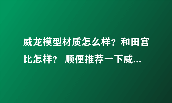 威龙模型材质怎么样？和田宫比怎样？ 顺便推荐一下威龙比较好的模型系列。