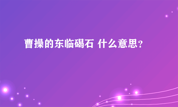 曹操的东临碣石 什么意思？