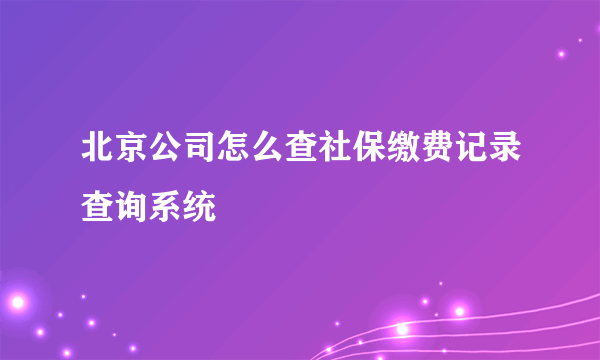 北京公司怎么查社保缴费记录查询系统