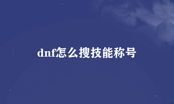 dnf怎么搜技能称号