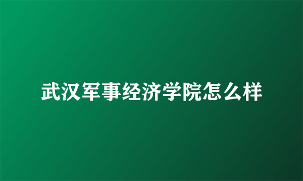 武汉军事经济学院怎么样