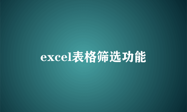 excel表格筛选功能