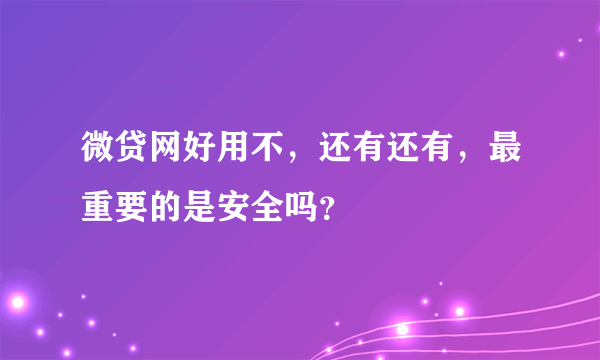 微贷网好用不，还有还有，最重要的是安全吗？