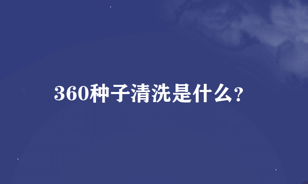 360种子清洗是什么？