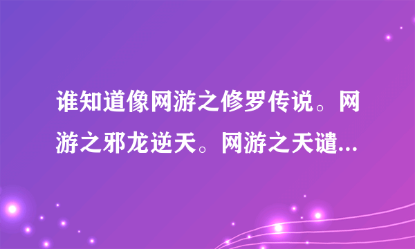 谁知道像网游之修罗传说。网游之邪龙逆天。网游之天谴修罗，网游之风流骑士，的小说!!